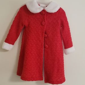 Sweet Heart Rose  Dress with Coat Christmas Red 2T